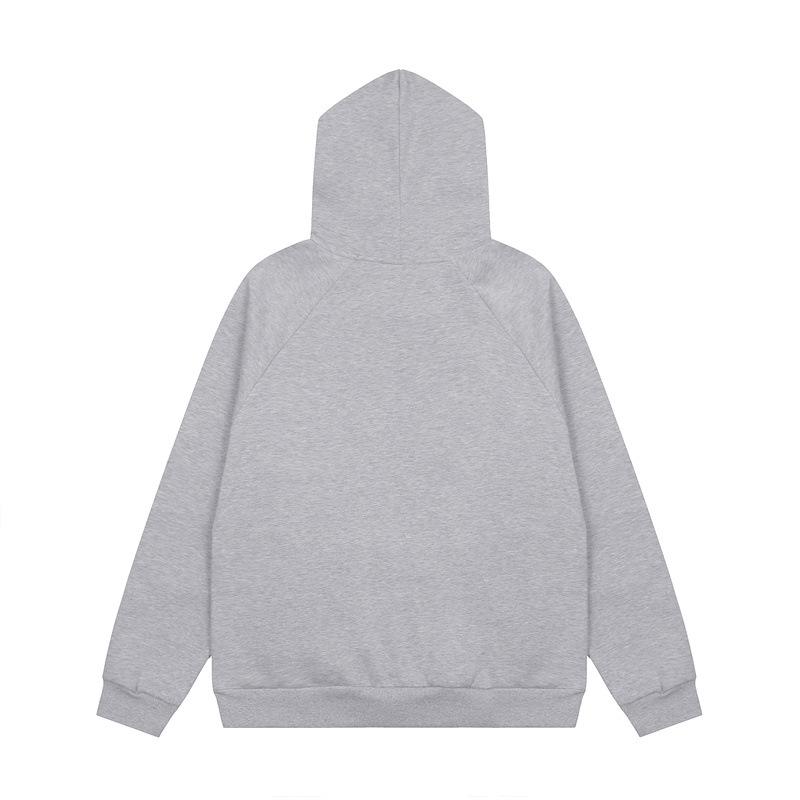 European and American Trendy Brand White and Blue Gradient Towel Embroidery for Men and Women, Couple Loose Casual Hooded Sweatshirt