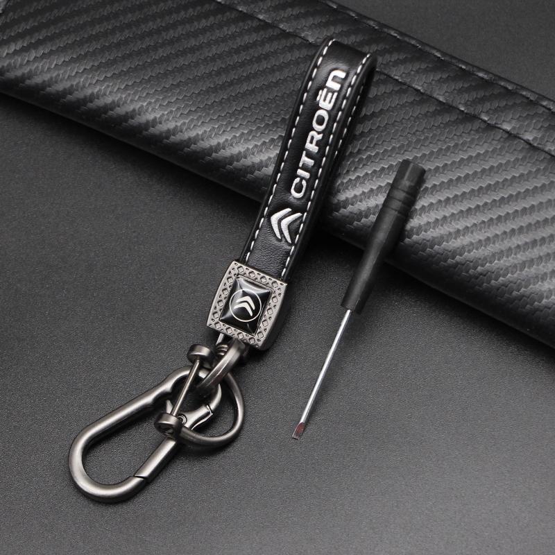 Metal+Leather Car Styling Keychain Key Rings For Citroen C1 C2 C3 C4 C5 C6 C8 C-Crosser C3 Picasso C4 Picasso DS3 Berlingo XSARA