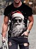 Men's Christmas T-Shirt 3D Print Santa Claus Reindeer Short Sleeve Casual Tee Top