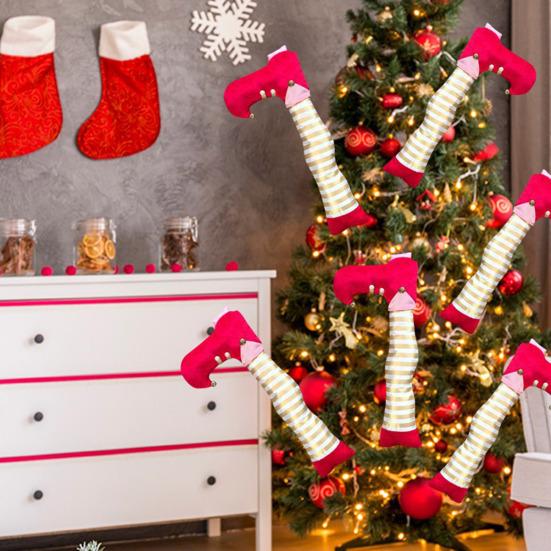 Christmas Decorations Elf Leg Ornaments Festive Tree Topper Fireplace Hanging Props Festive Atmosphere Enhancer Holiday Party Supplies