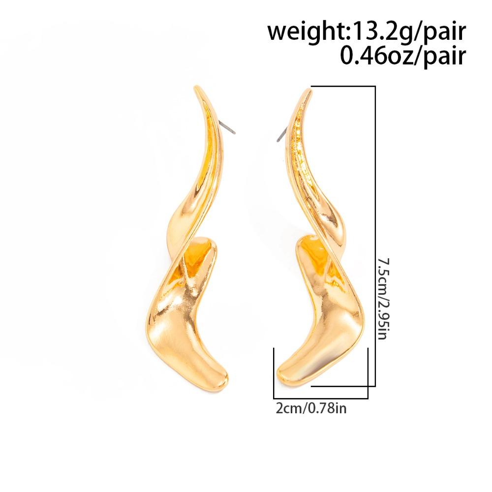 Exaggerated Personality Metal  Irregularly Rotating Distorted Geometric Line Stud Earrings for Women Fashion Party Jewelry Gifts