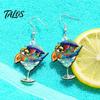Vibrant Feather Pattern Earrings 1 Pair Cute Acrylic Parrot Earrings, Tropical Animal Dangle Fun Halloween Costume Jewelry for Women, Summer