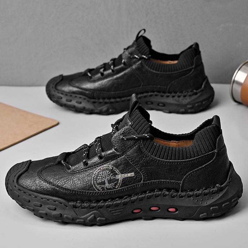 Genuine Leather Handmade Shoes Men Loafers Slip On Business Casual Shoes Classic Soft Leather Breathable Men Shoes Flat