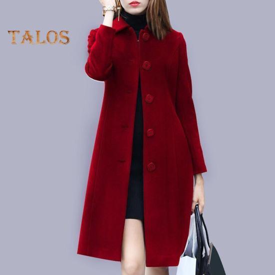 Cappotto di Lana da Donna Autunno Inverno Colletto Revers Monopetto Largo Lunghezza Media Spesso Caldo Soprabito per Pendolarismo Appuntamenti Viaggi