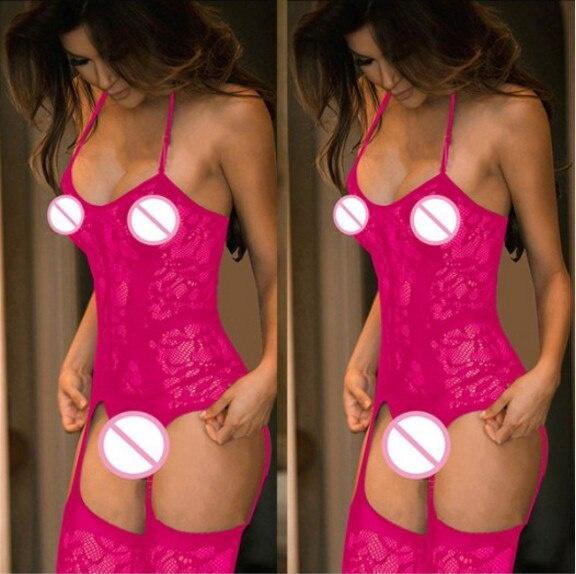 Women's Sexy Lingerie Transparent Mesh One Piece Strapless Hollow Stockings Women's Lace Uniform Stockings