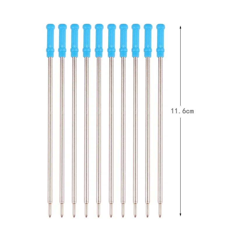 10 pcs/lot Rotating Metal Pen Refill Special Ballpoint Pen Refill Rod Cartridge Core Ink Recharge Black Blue Ink 11.6cm