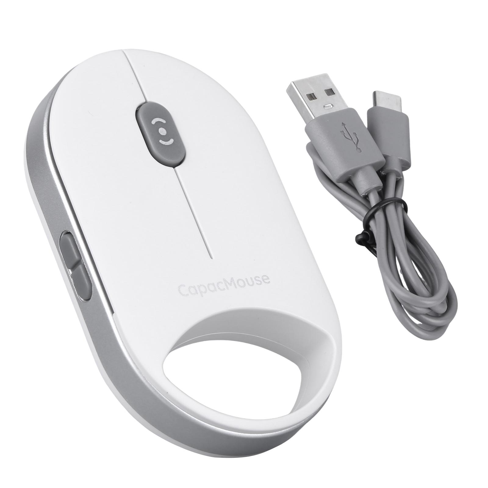 

Portable Silent Mouse Rechargeable Mini Capacitive Mouse Computer Mice with USB Receiver 4 Adjustable DPI for Laptop PC Computer білий