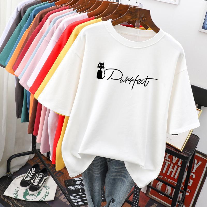 Women's Plus Size Short Sleeve T-Shirts  Cotton Round Neck Casual Tee English Printing Soft & Comfortable Ladies Loose Tops