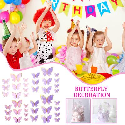48 Stücke Lila Schmetterling Kuchen Dekoration Bunte 3D Schmetterlinge Cupcake Topper Für Geburtstag Hochzeit Schmetterling Kuchen Dekor Versorgung