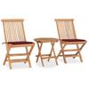 Day and Night - Day and Night Folding Garden Dining Set 3 Pieces Teak Wood Cushions