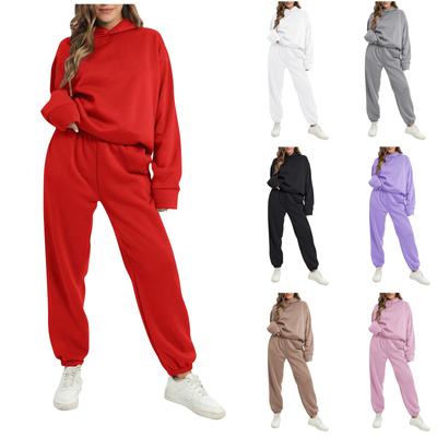 Ensemble deux pièces pour femmes, sweat à capuche et manches longues, pull-over, pantalon de survêtement, survêtement d'entraînement décontracté