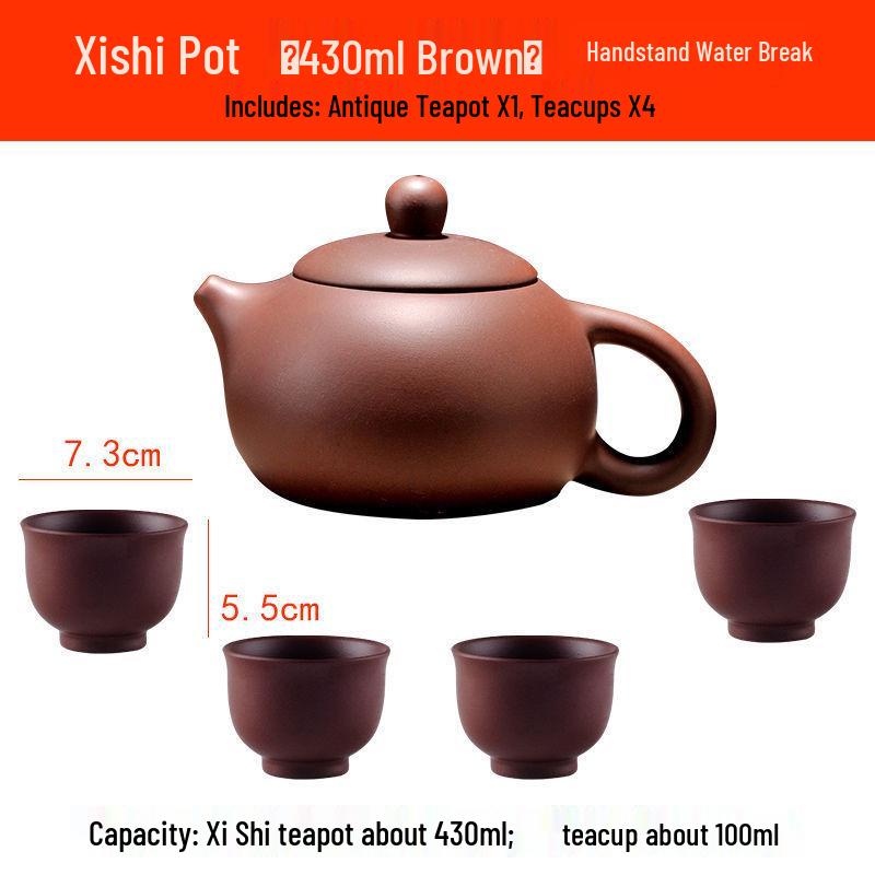 Yixing Large Capacity Purple Clay Teapot with Tea Cup Set for Home Use, Single Pot Kung Fu Tea Set.