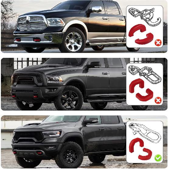 Front Tow Hooks Covers Hitch Cover Ized Car Tow Hooks Compatible With RAM 1500 Accessories -2026|Red (Not Fit For RAM 1500 Classic,Warlock,RAM