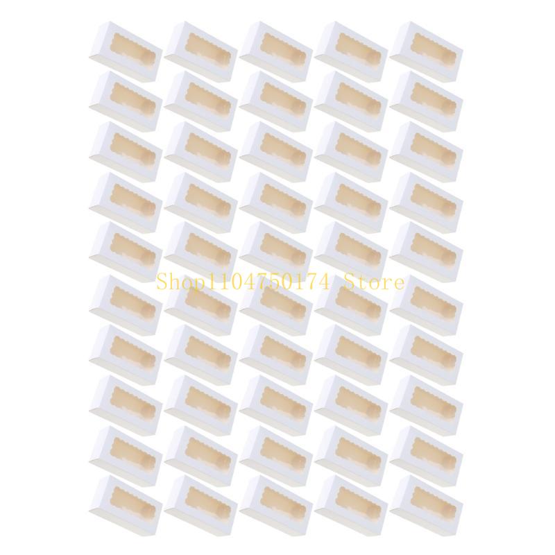 

50pcs Cardboard Pastries Boxes Elegant Dessert Presentation Box Cupcake Holders Macarons Display and Packaging Case,New Year Gif
