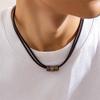 Vintage Pu Leather With Metal Beads Choker Necklace For Men Trendy Collar On The Neck Accessories  Jewelry Male Gift