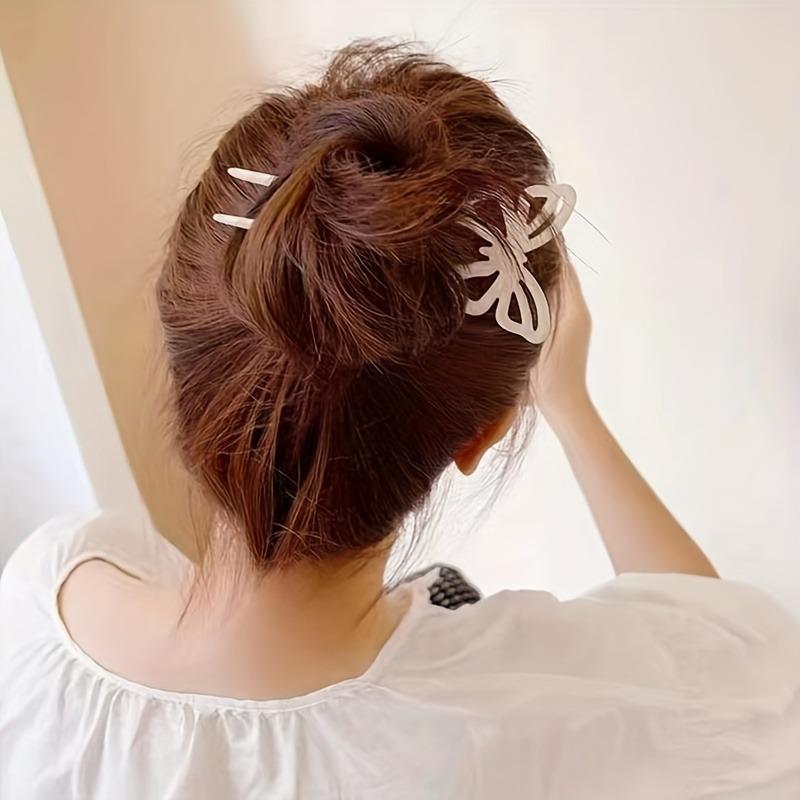 Butterfly Hair Stick, Fashionable and Casual Hair Stick, Women's Hair Clip, U-shaped Simple and Colorful Hair Accessory