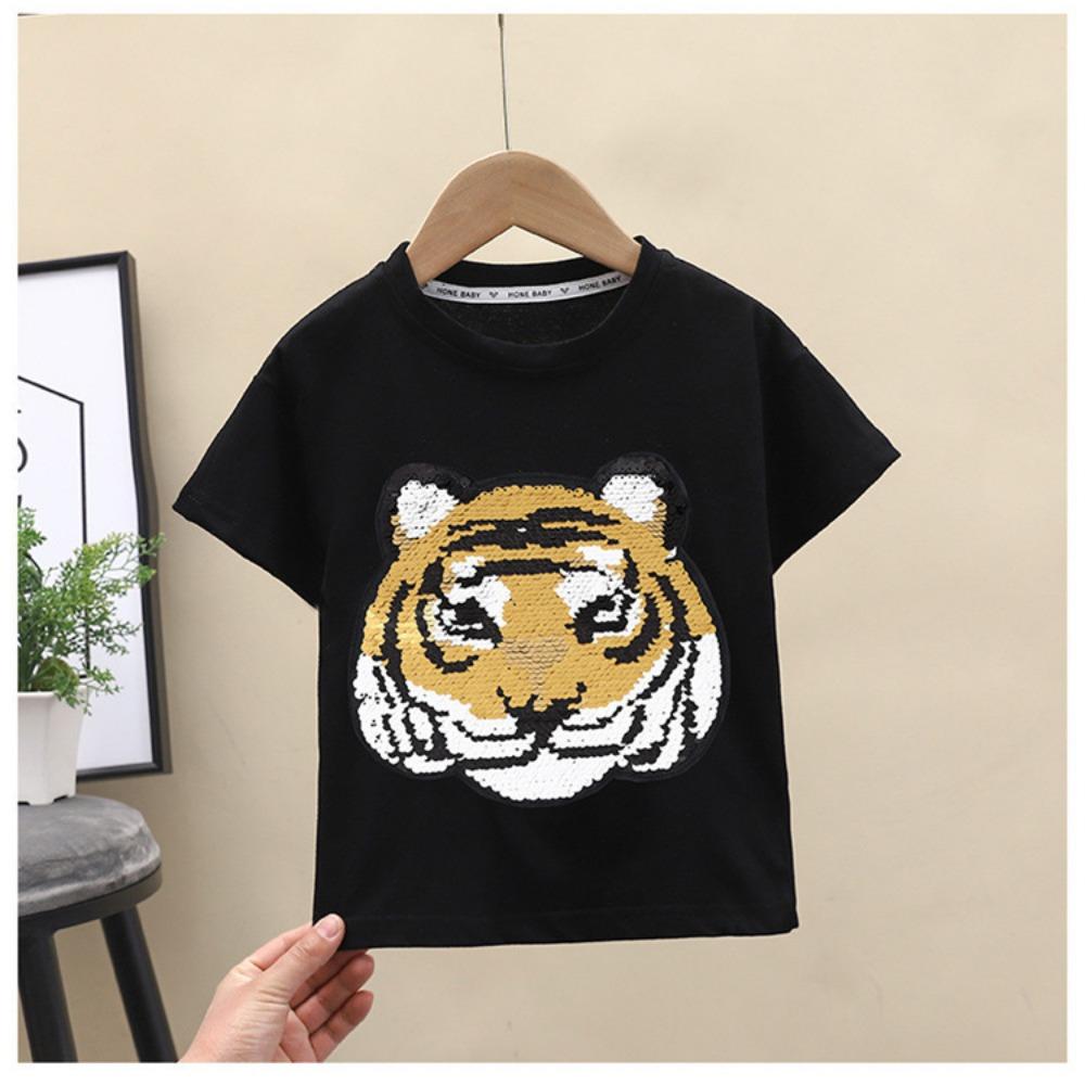 Children's short-sleeved T-shirt Panda Tiger boys casual sports T-shirt