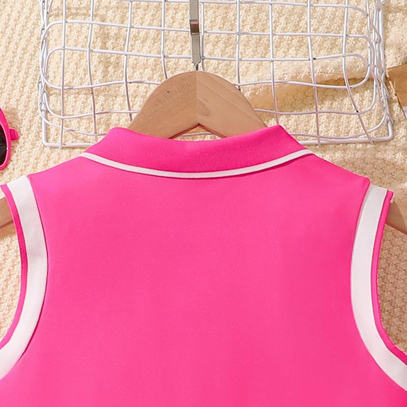 Girls' Dress Summer Children's Fashion Letter Sleeveless Sweet Sports Dress
