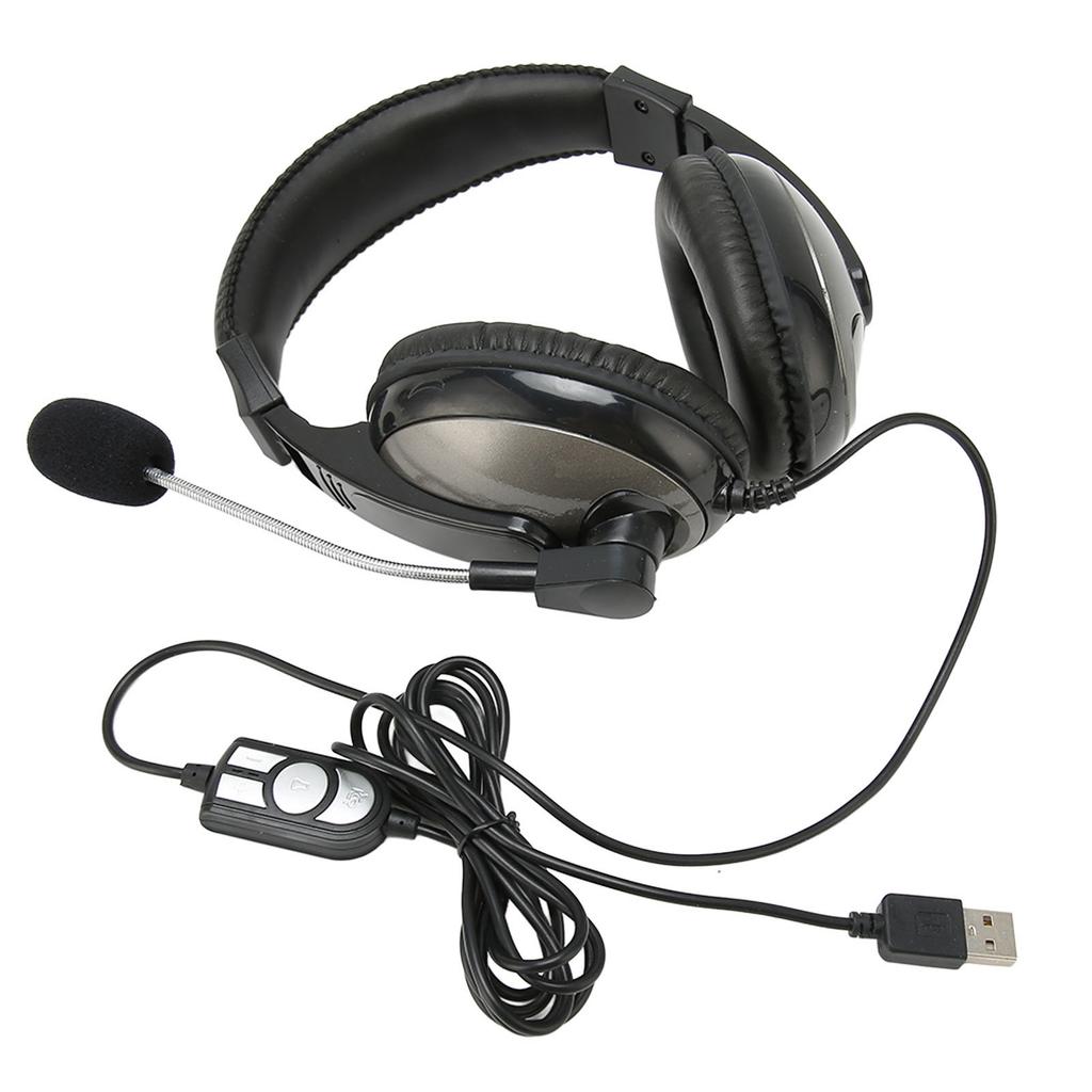 USB Gaming Headset Wire Control Adjustable Volume Gaming Headset with Microphone for PC Laptop for P