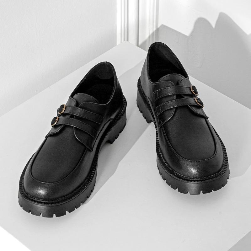 Ganze Rindsleder~ echtes Leder dicksohlige Damen Frühling neu ein Pedal weichsohlige Retro einzelne kleine Lederschuhe