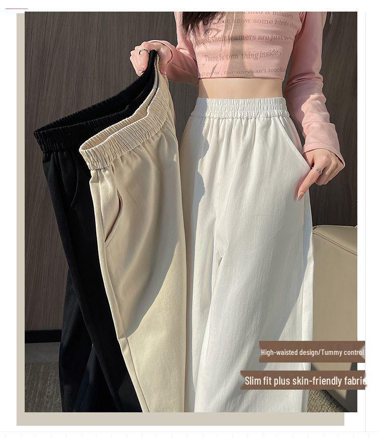 Women's Spring/Summer 2026 Sweet Ruffle Lace Wide-Leg Pants - Elastic Waist, Slimming, Soft, and Smooth Casual Wear