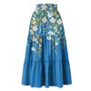 Maxi rok voor dames met trekkoord, hoge taille, lange zomerrok, lichtgewicht, gelaagd, zwierig, met bloemenprint en plooien.