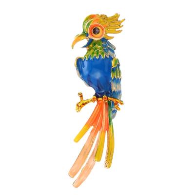 Modefull Sofistikerad Papegoja Lapel Pin med Drip Oil Design Kontrasttillbehör för Festartiklar Kostymer