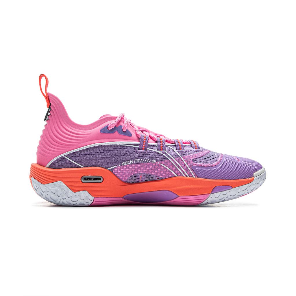 New LiNing BadFive Hunter 1 Super Cushioning Slip Resistant Breathable Rebound Low Top Basketball Shoes Men's Purple Pink ABFV007-2