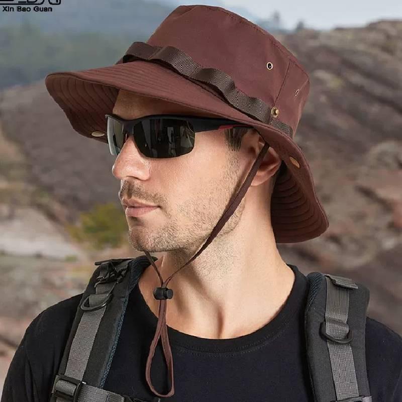 Mens Sun Protection Fisherman Hat With Large Brim And Breathable Nylon For Outdoor Activities