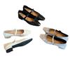 Internet Celebrity Square Head Low Heel Mary Jane Small Leather Shoes Women's 2025 New Summer Flat Bottom Foreign Style Versatile One Word Buckle Shoe