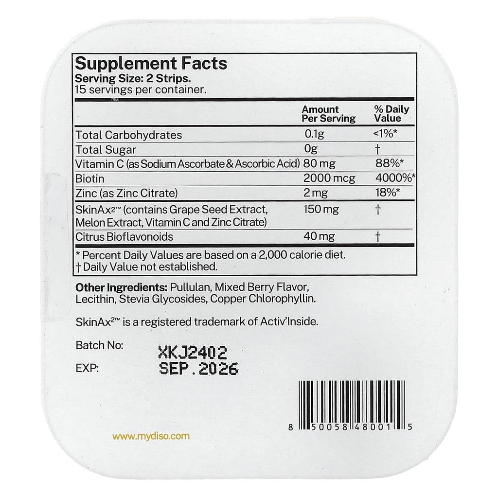 Diso, Collagen Booster, Mixed Berry, Oral Strips, 30 Count