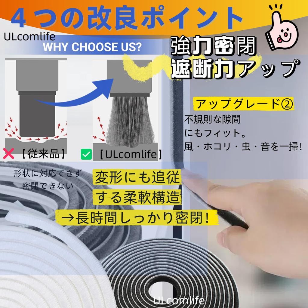 ULcomlife Black Gap Mohair Increased Draft Pile Fits Irregular Draft Prevention Long Insect Improves Heating and Cooling Saves Energy On Air 9mm Wide