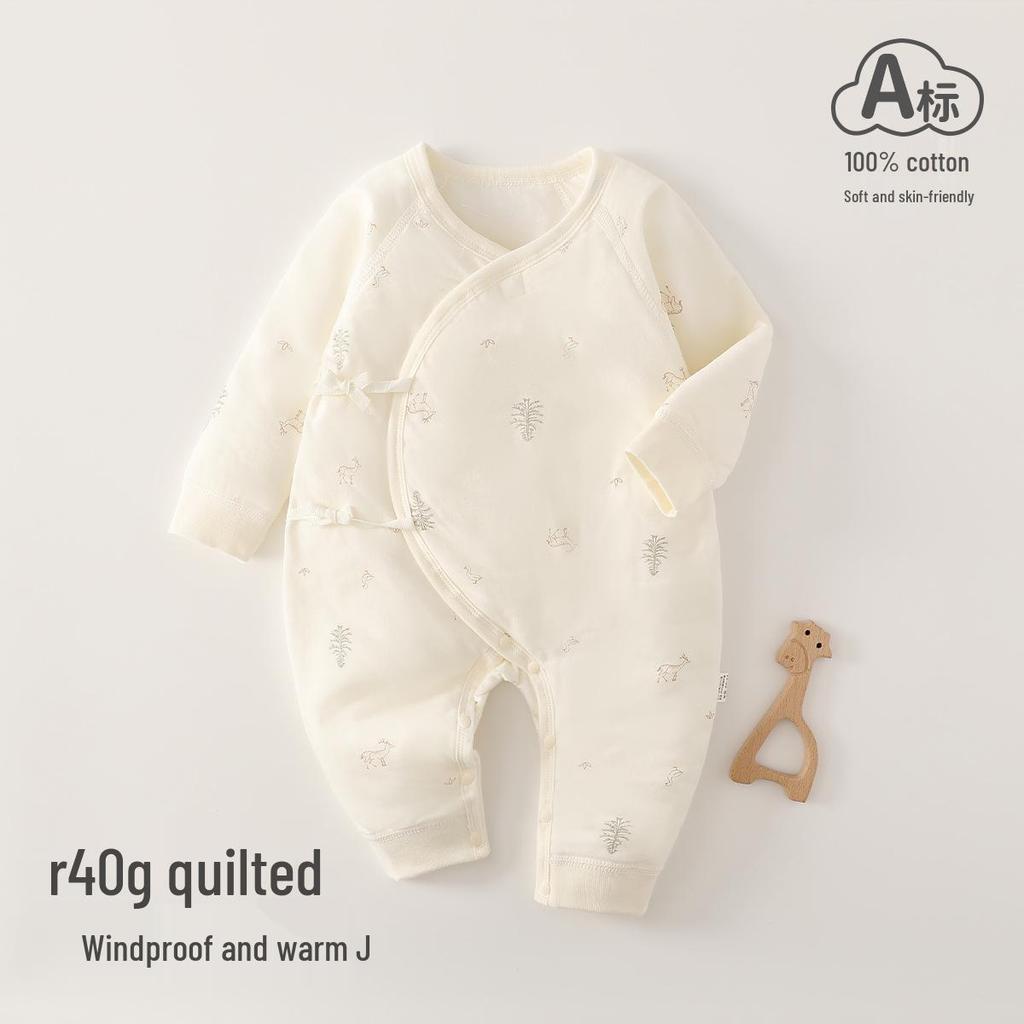 Warm Quilted Infant Romper - Class A 40g Cotton, Newborn Autumn/Winter Wear