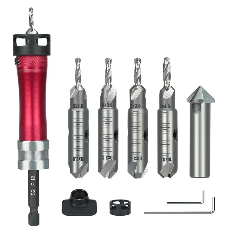 ABBP-Countersink Drill Bits Set- Screwdriver Bits Included, 2.8/3.2/3.5/4.0Mm Drilling Diameters& 8/10 Mm Counter Sink Sizes Dia