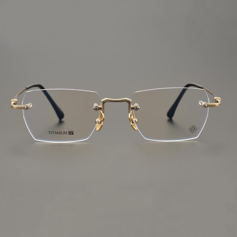Rimless Pure Titanium Glasses Frame with Blue Light Blocking for Men & Women, Model CH5800