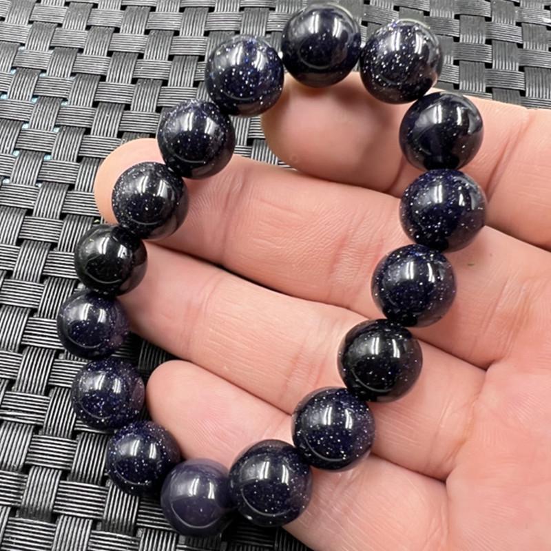 Purple-Gold Jade Bracelet: Sapphire Blue Quartzite Round Beads Wristband Accessories 8mm round bead bracelet