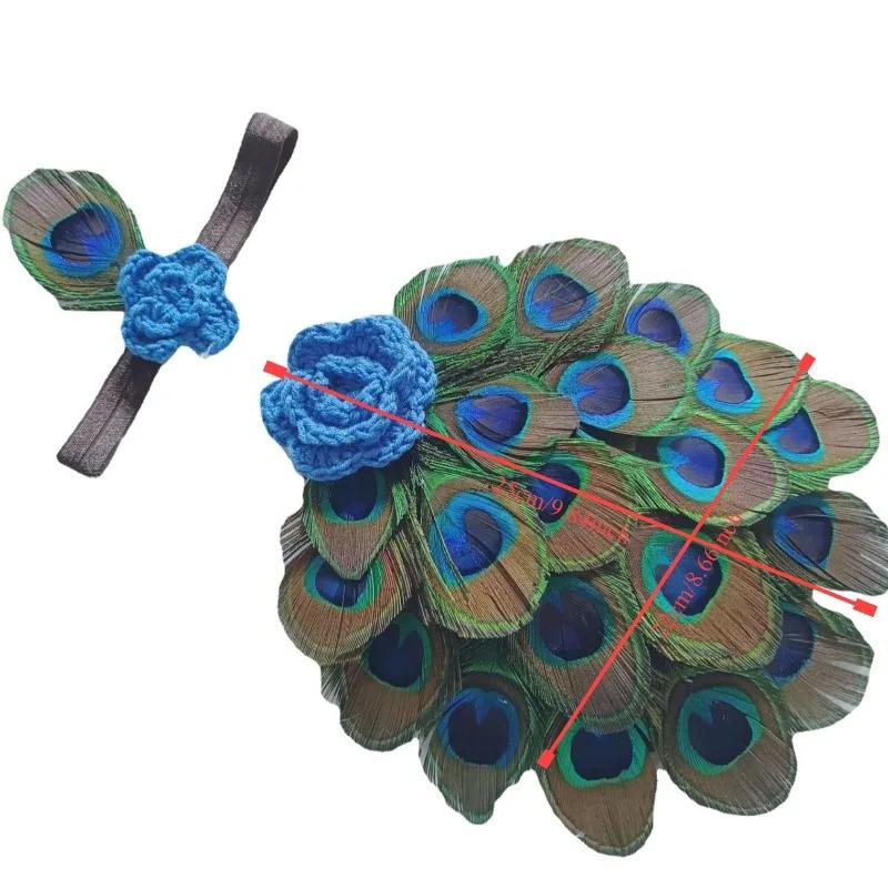 Fuentes transfronterizas tocado de bebé plumas de pavo real accesorios de fotografía de recién nacido ropa de modelado para fotos de bebé de cien días