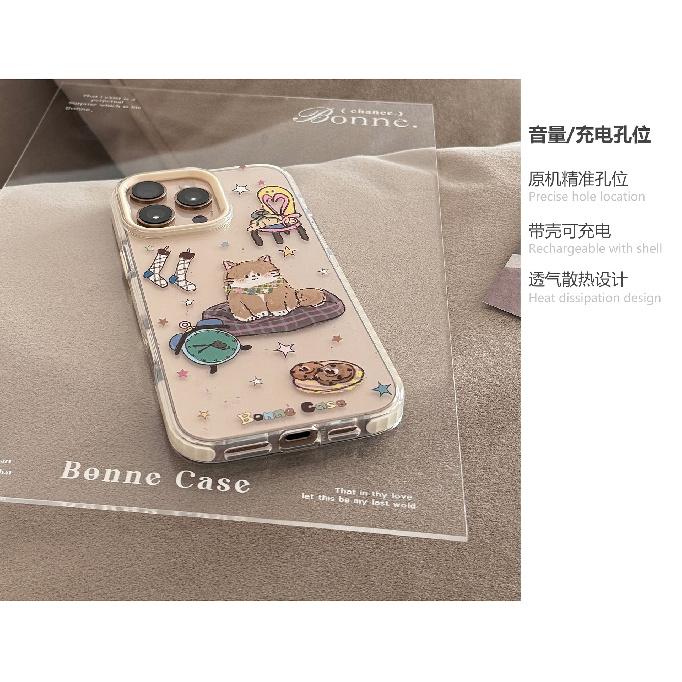 Childlike Cartoon iPhone 15 Apple 16 Pro Max Phone Case with Cat Design, Suitable for 17, 14, 13, Soft and Magnetic