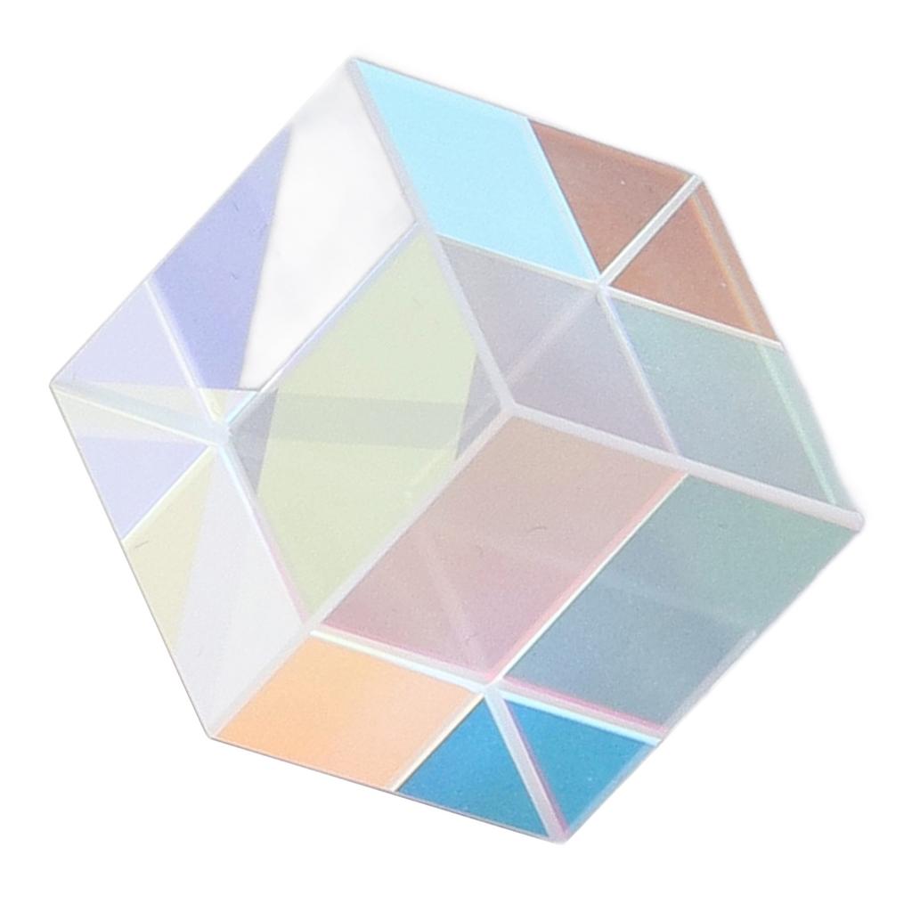 Dichroic Cube Prism Colorful Glass Cube Prism for Physics Teaching Research Decoration Art Education 18x18x18mm