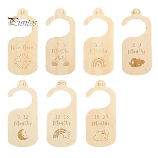 7/8 Pcs Baby Wardrobe Dividers Closet Wooden Baby Garment Size Markers Newborn To Toddler Baby Clothes Size Dividers for Daily Baby Clothes