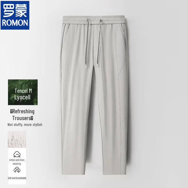 Luomeng Men s Lyocell Linen Blend Breathable Straight-Leg Casual Pants 2XL