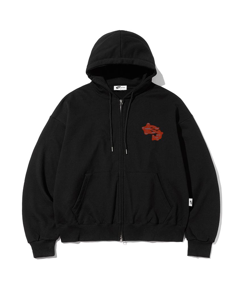 Escapefrom Initial Map Print Two-Way Zip-Up Hoodie [3 Colors]