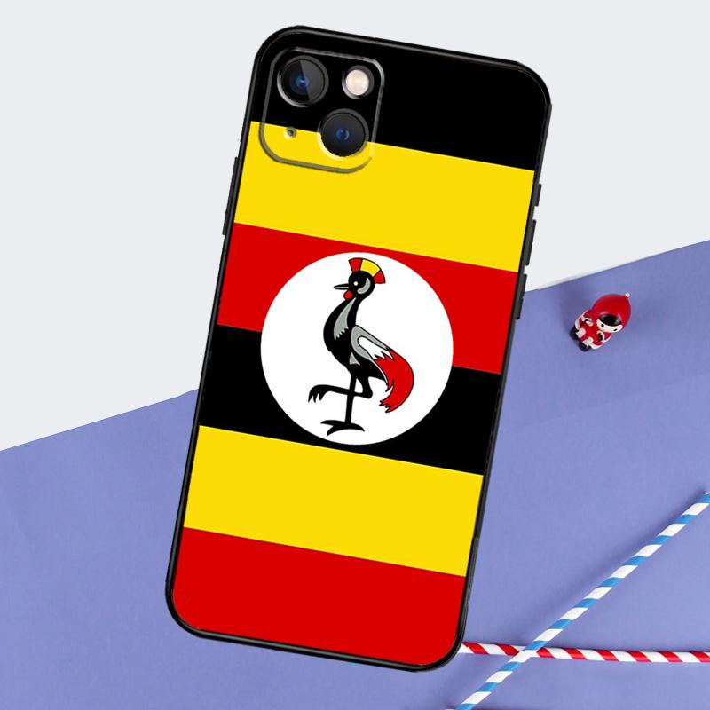 Uganda Flag Phone Case For iPhone 16 Pro Max 12 13 Mini 11 14 15 Pro Max XR 15 16 Plus 16e Back Cover
