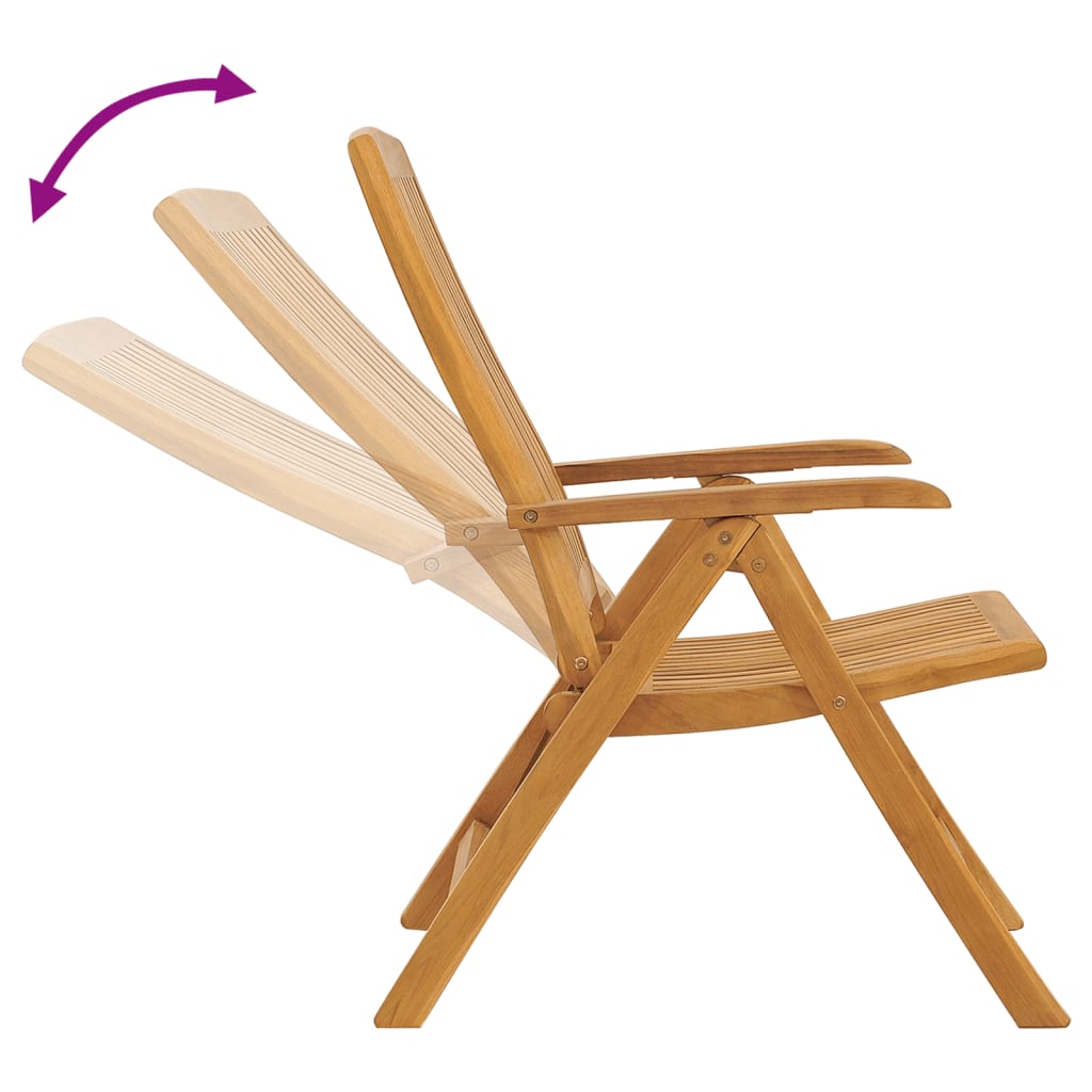 Sillas de Jardín 2 uds Ajustables Madera Maciza de Teca