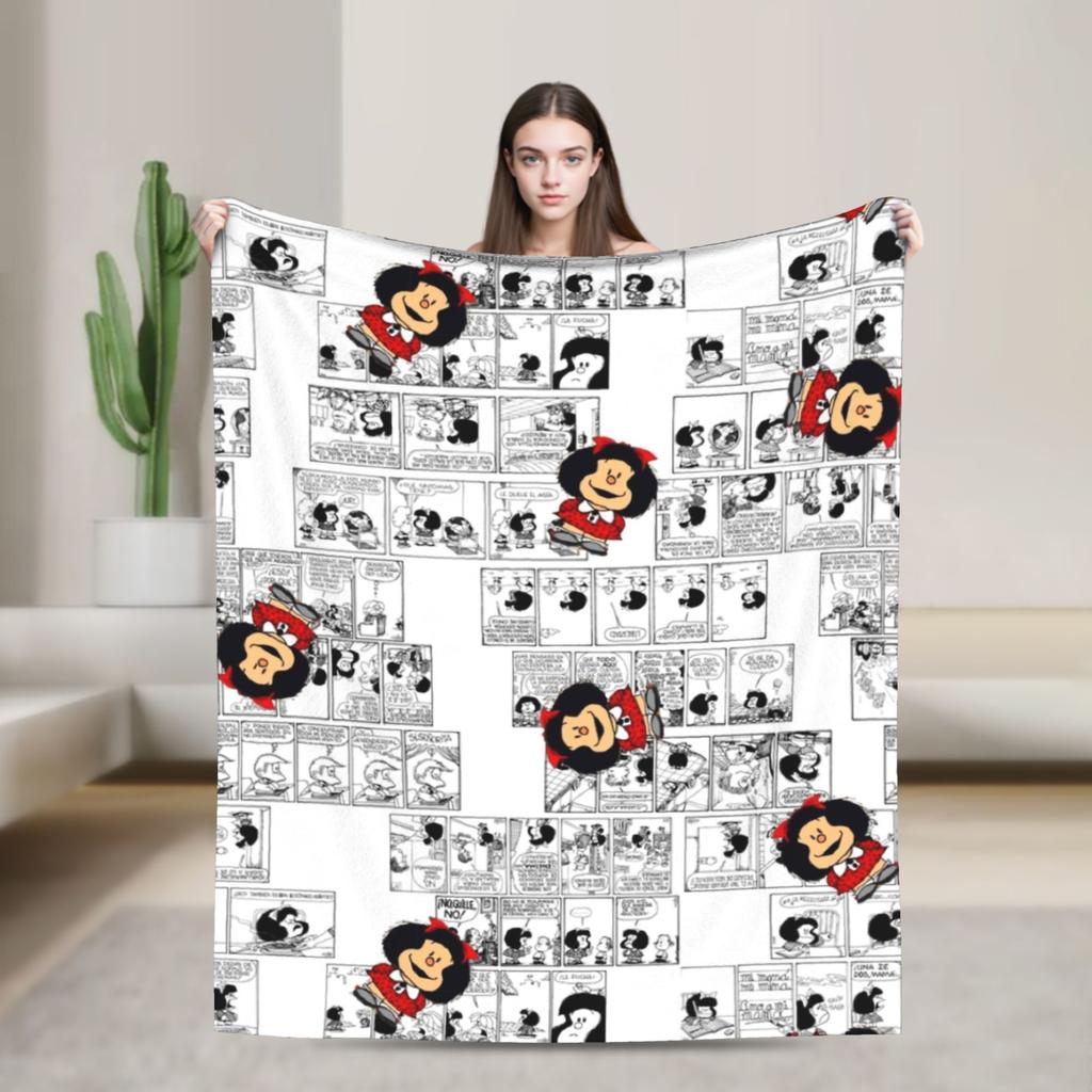 Mafaldas Cartoon Blankets Plush Throw Blanket Bed Sofa Decoration Lightweight Bedspreads,