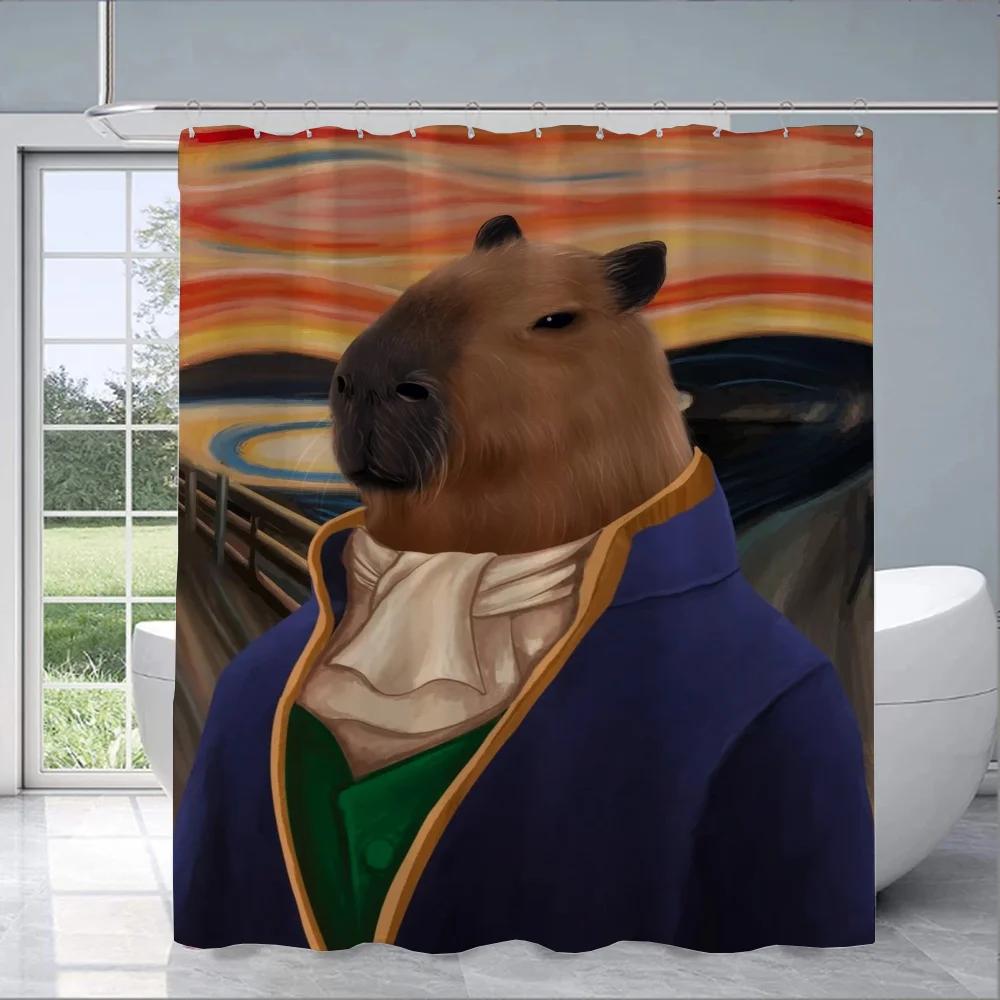 Capybara Bathroom Shower Curtain Cloth Curtains Bath Cover Waterproof Fabric Full 200x180 Curtins Funny Products Household Home