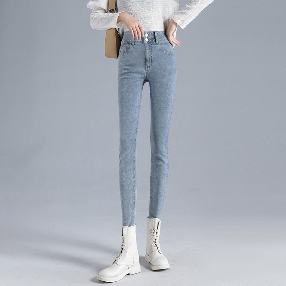 Small-footed Jeans Women's High-waisted 2025 New Autumn and Winter Clothing Elastic, Slim and Thin, Tight Pencil Pants