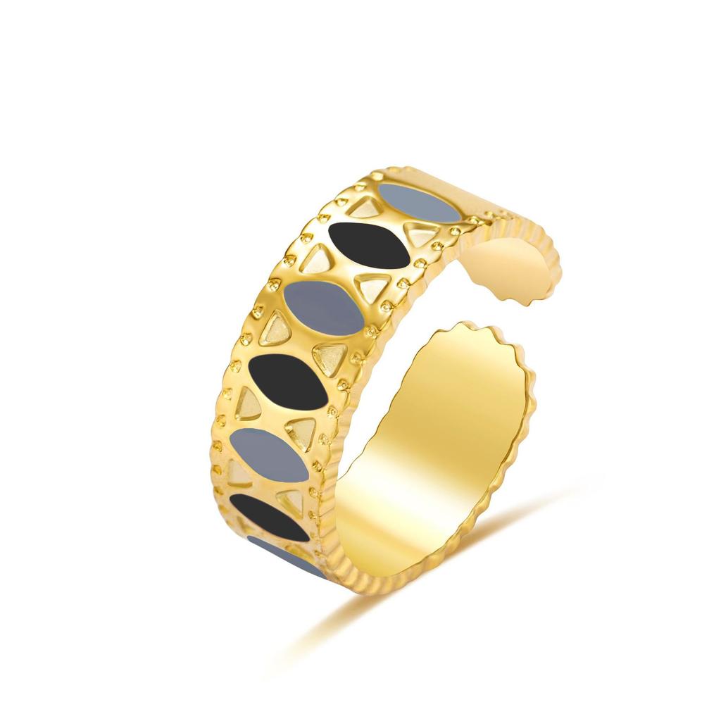 Drip Ring Stainless Steel French Retro Gradual Change Color Opening Design Titanium Steel Ring Non-Fading Hand Jewelry
