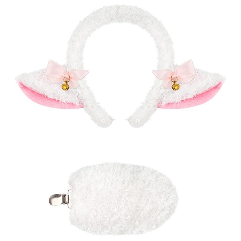 Sheep Animal Costume Accessories Sheep Headband Sheep Tail Skirt Halloween Lamb Outfit for Women Girl Halloween Cosplay