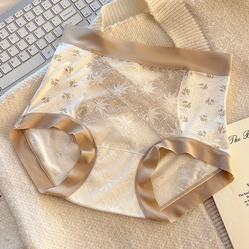 Ladies Spring and Autumn Lace Mini Pressure Abdominal 10A Antibacterial Antibacterial Crotch High Waist Triangle Briefs